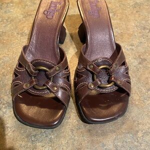 Indigo Dark Brown Leather Mules